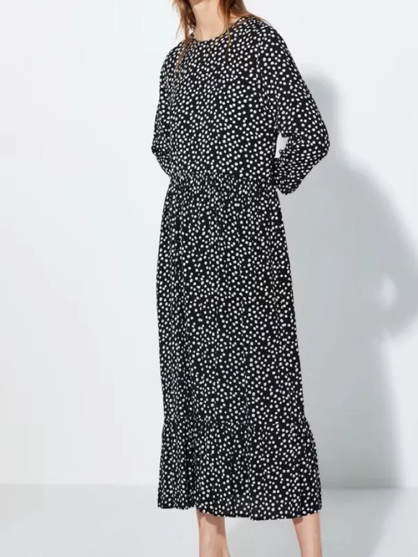 Zara Black and White Polka Dot Midi Dress - Image 7