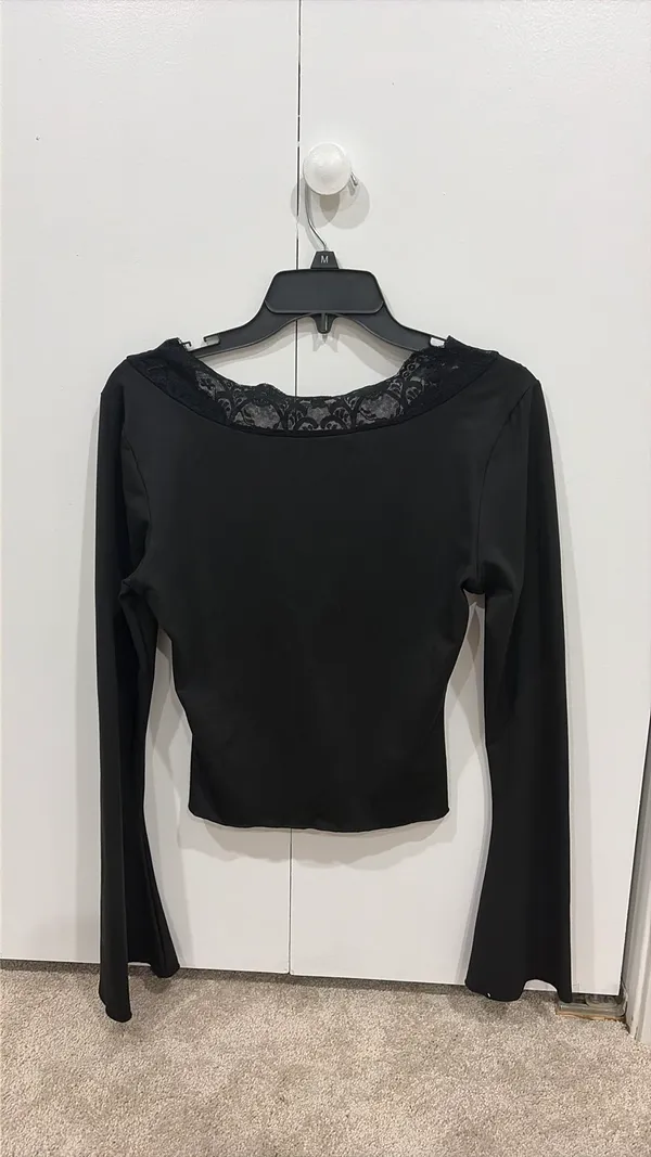 Long Sleeve Top Black Size M - Image 2