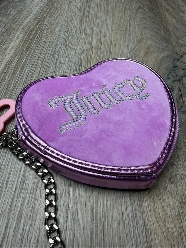 Juicy Couture Y2K Violet Heart Zip Around Coin Purse/Wallet/Wristlet - Image 11