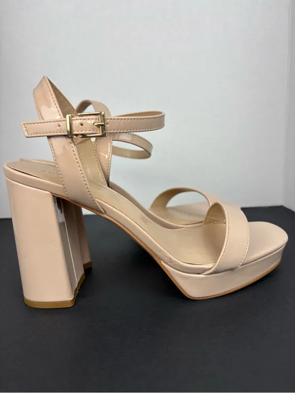 Mix No. 6 Nude Patent Block Heel Sandals with Ankle Strap - Image 3