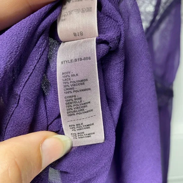 Stella McCartney Silk Sheer Camisole Lingerie Top with Lace Detail Purple Small - Image 12