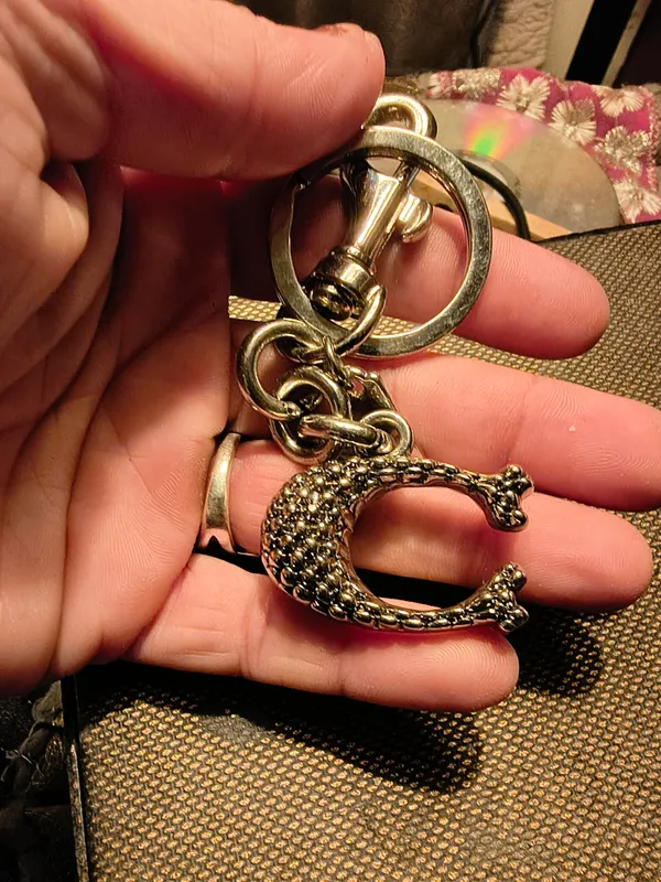 Silver Letter C Charm Keychain - Image 2