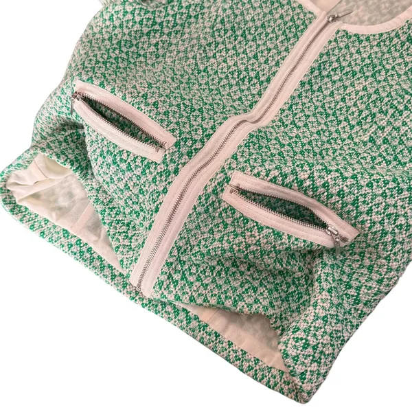 Cabi Woven Knit Full Zip Cardigan‎ Green Sweater Womens 4 Office Career Preppy - Image 9