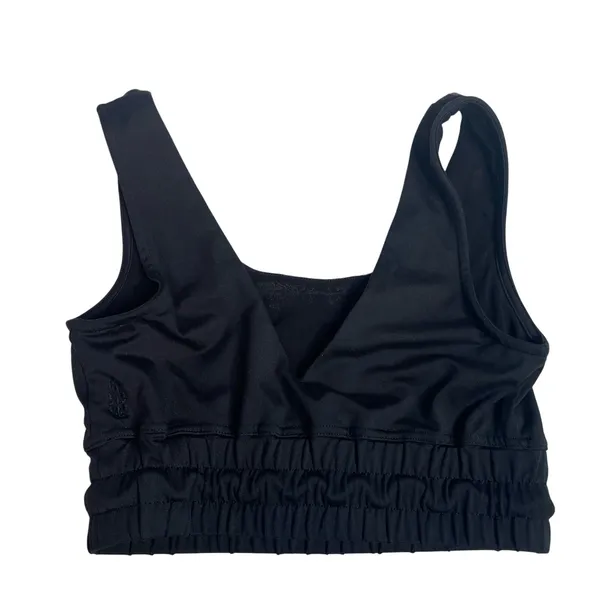 FP Movement Free People Black Floral‎ Embroidered Smocked Crop Top Small - Image 3