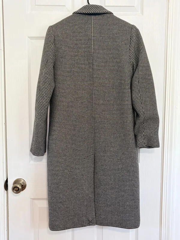 Abercrombie & Fitch Houndstooth Longline Coat XS Classic Preppy Old Money Winter - Image 3