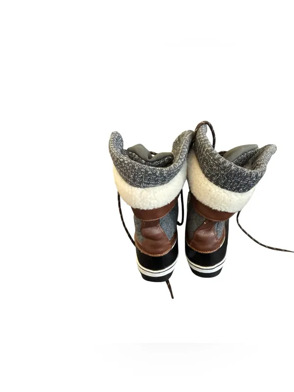 Dream Paris Duck Boots Faux Fur Lace Up Winter Black Gray 10 - Image 6