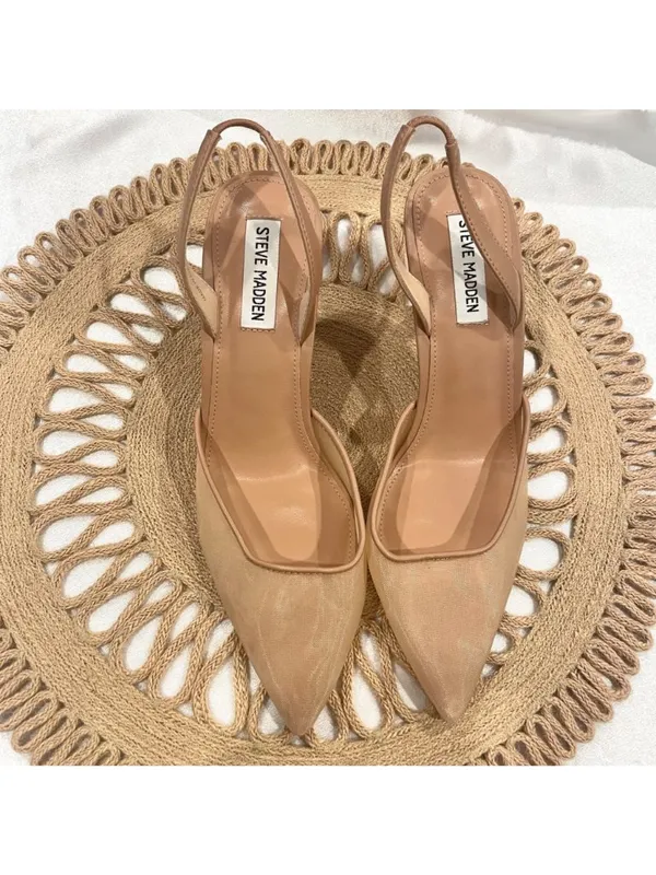 Steve Madden Finlee Mesh Slingback Pumps Size 9.5 Natural - Image 4