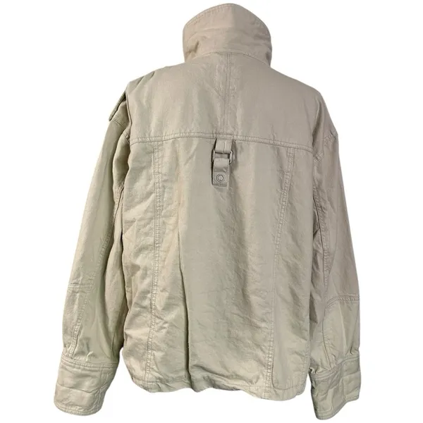 Free People Bohemian Kali Washed Utility Military Canvas Jacket Neutral Medium - Image 13