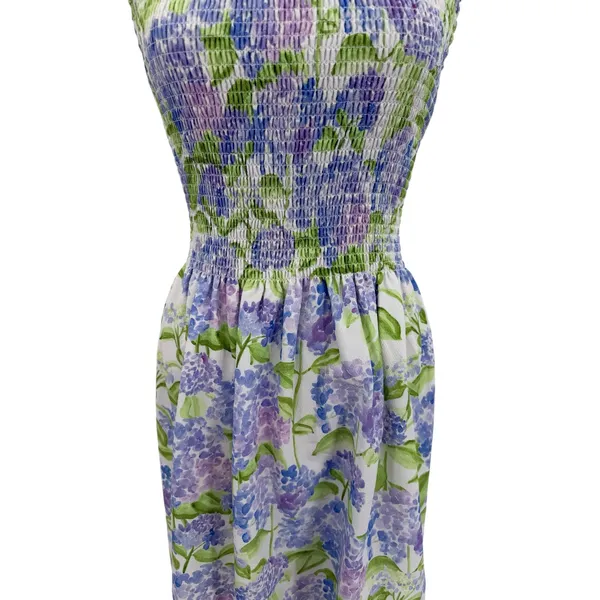 Hill House Home Lilou Nap Dress Hydrangea Floral Smocked Mini Purple White XS - Image 5