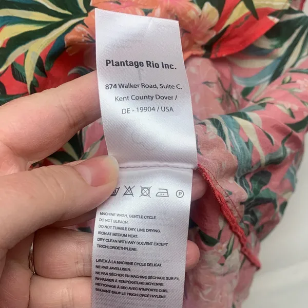 FARM Rio size large pineapple bloom midi dress pink green puff sleeve floral - Image 11