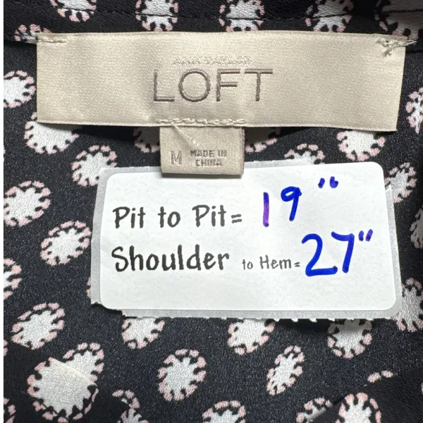 LOFT Halter Top Sleeveless Tie Neck Blouse Black White Polka Dot M‎ - Image 2