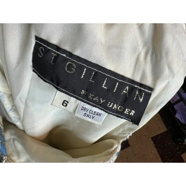 dress knit high neck blue cream 1980s pockets - Image 10
