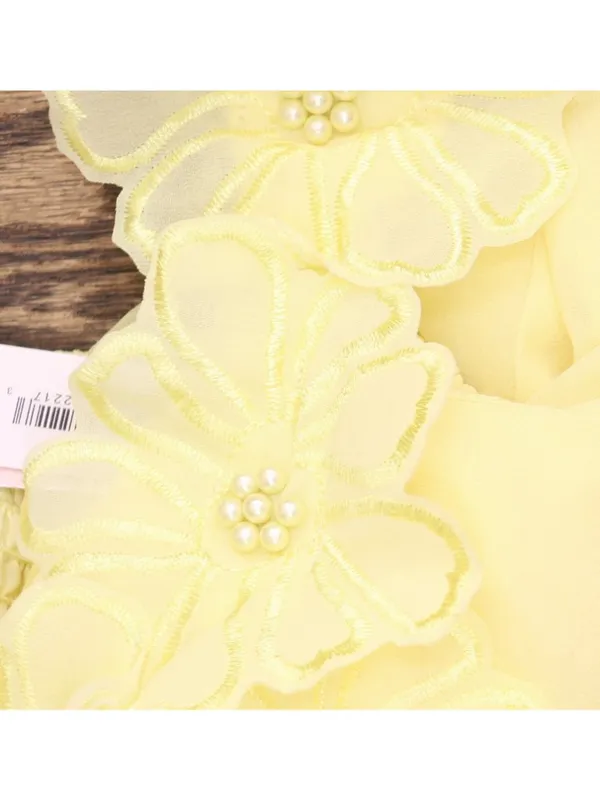 NWT Aqua Applique Floral Off-the-Shoulder Midi Dress IDO14647 Butter yellow M - Image 7