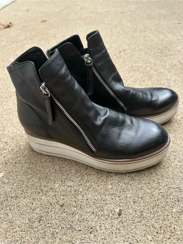 Silent D Nene Bootie Black Leather Platform Zip Ankle Boots - Image 5
