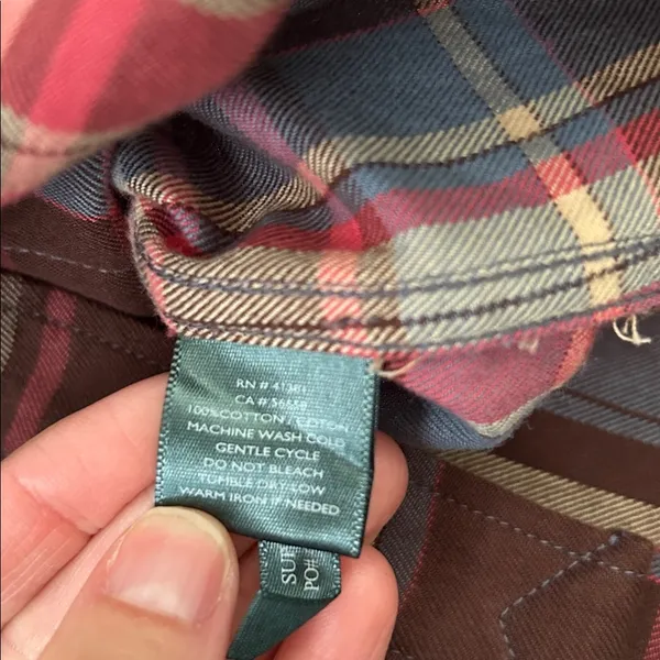 Ralph Lauren, brown blue rose plaid button-down, cotton western shirt S​​ - Image 10