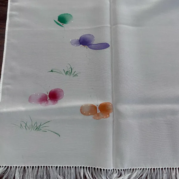 Vintage New Old Stock Tong Shi 100% Silk Scarf w/ Butterflies 55x13" BEAUTIFUL - Image 6