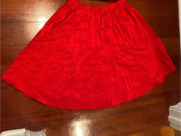Women’s Red Two-Piece Skirt Mexican handmade Set Floral Trim, bag may fit Sz S/M - Image 2