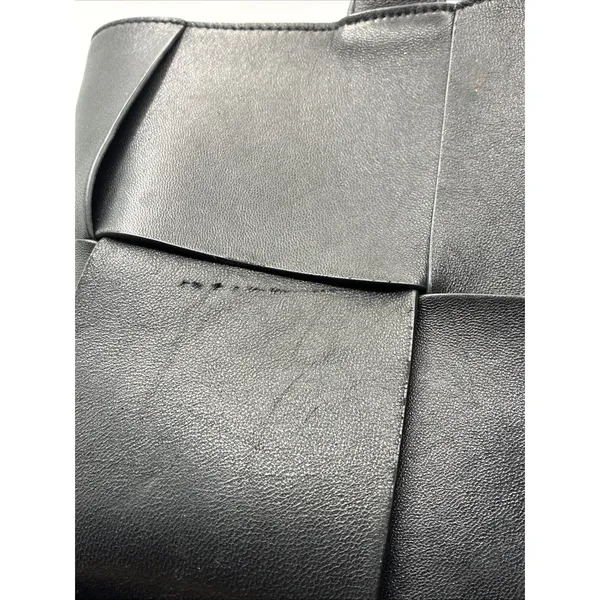 Women’s Woven Black PU Leather Tote Bag Shoulder Handbag Faux Leather - Image 6