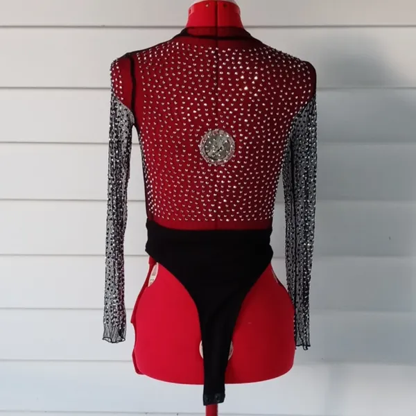 Shein Embellished Sheer Bodysuit Sz XS - Image 8