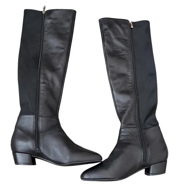 Naturalizer Reese Black Leather Over The Knee Square Toe Side Zip Boots 6M - Image 3