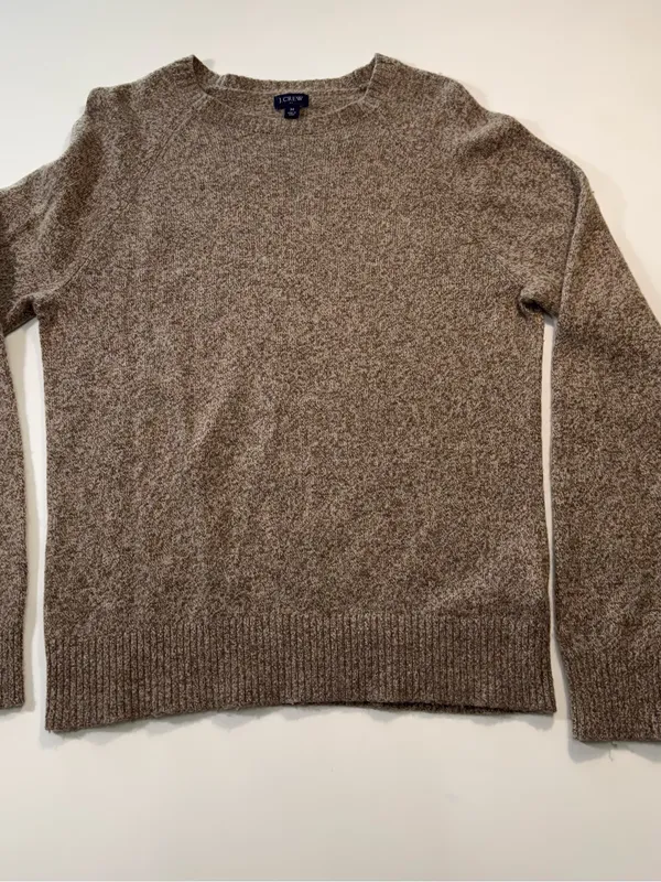 J. Crew Lambs Wool Blend Brown Crewneck Sweater Size Medium - Image 2