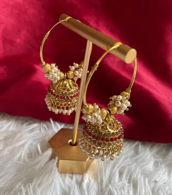 Golden Hoop Earrings Gold - Image 4