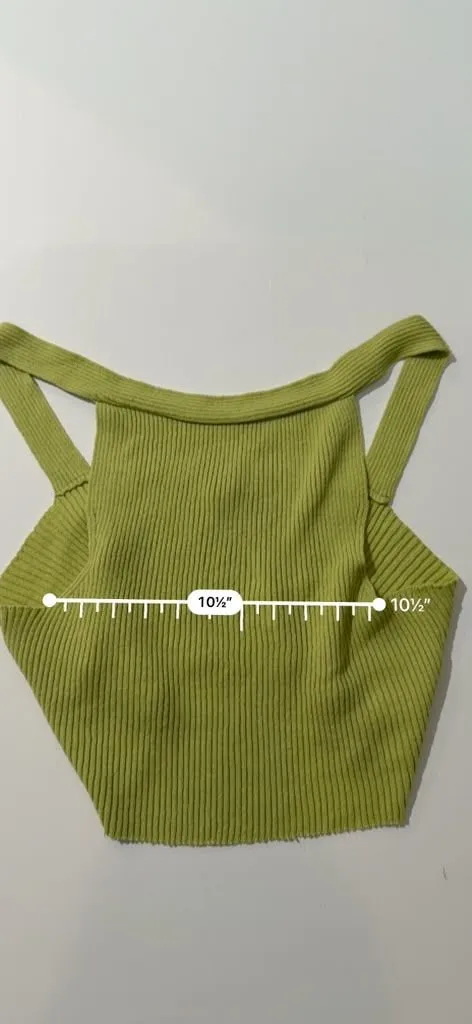 ASOS Avocado Moss Lime Ribbed Knit Crop Top Tee Greencore Soft Y2K Acubi - Image 3