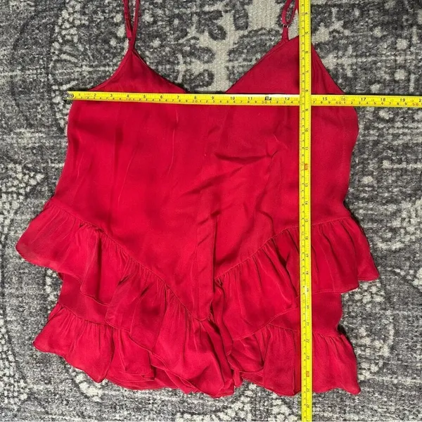 Madison Marcus Women’s S Red Silk Double Ruffled Hem Spaghetti Strap Camisole - Image 7