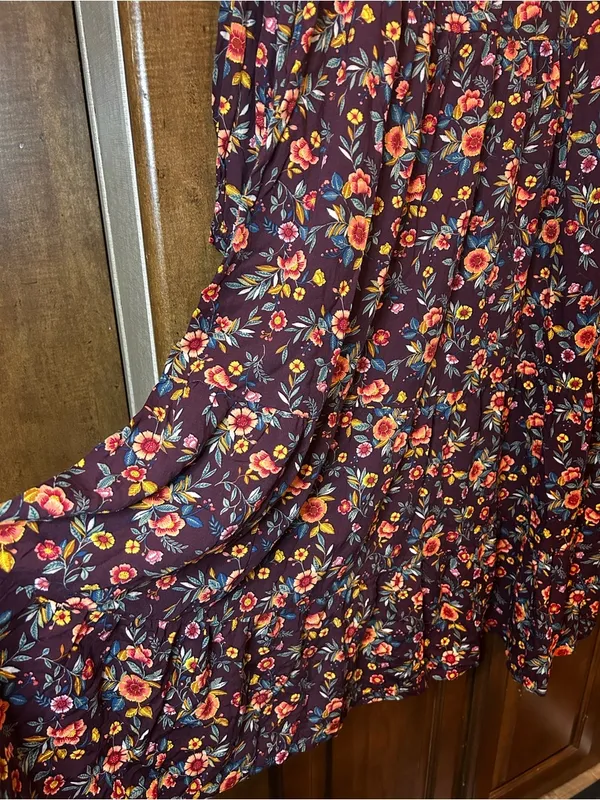 🌸OLD NAVY Floral Tiered Ditsy Midi Swing Dress Boho Size M - Image 7