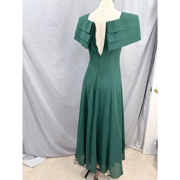 Vintage ON‎ ON Fashions Hunter Green Formal Dress 80s Gown Brooch Size 3/4 - Image 5