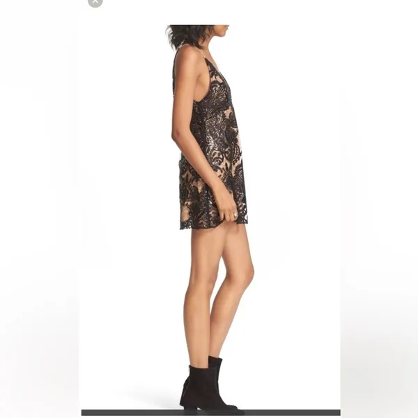 Revolve Free People Night Shimmers Mini Dress Black lace sequins 4 small - Image 5