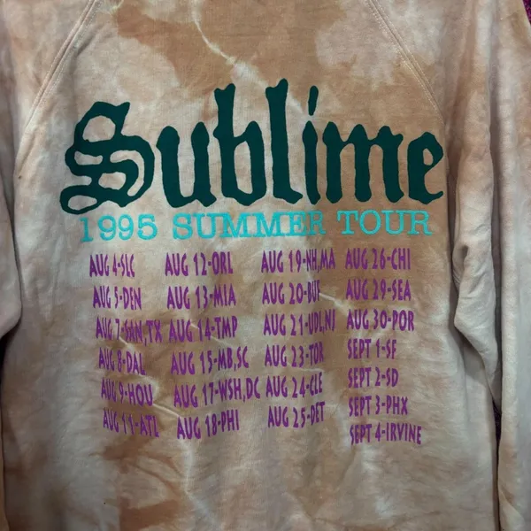 Sublime Sun 1995 Summer Tour Tie Dye Ska Rock Band Hoodie M - Image 4
