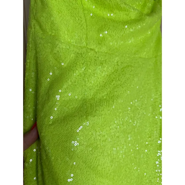 NWT Lulus Unstoppable Glow Neon Yellow Sequin Strapless Mini Dress Glam Bling M - Image 4