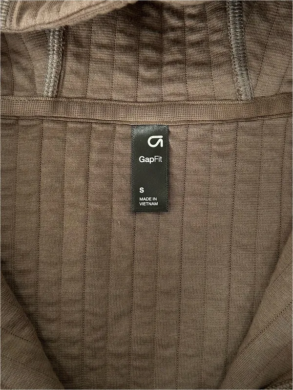 Gap GapFit Quilted Zip Front Hoodie Jacket Brown S Hippie Fisherman Cottage Boho - Image 4