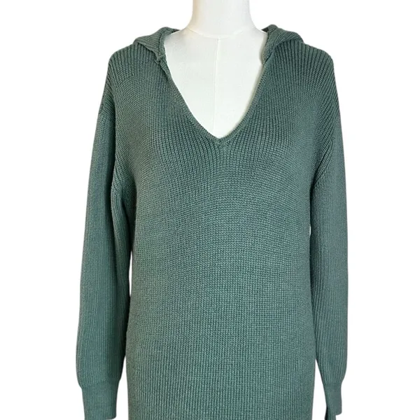 Free People Beach Free-est Claudia Hooded Sweater Midi Dress in Dried Pine Small - Image 4
