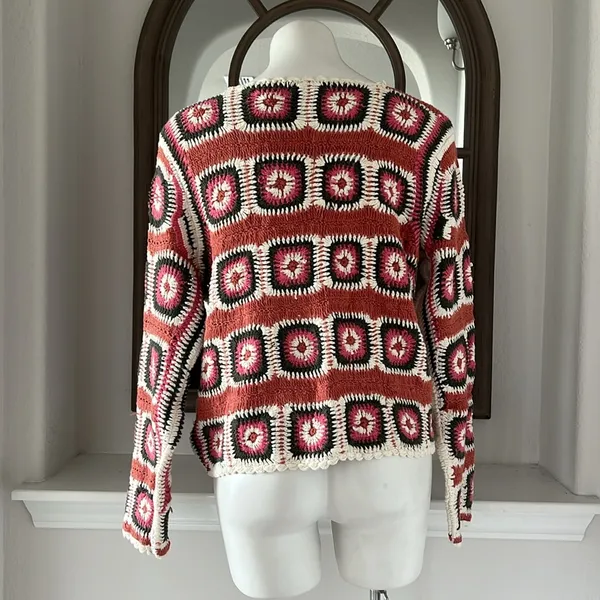 Lucky Brand Geo Crochet Cardigan Size L New w/Tag $149 - Image 8