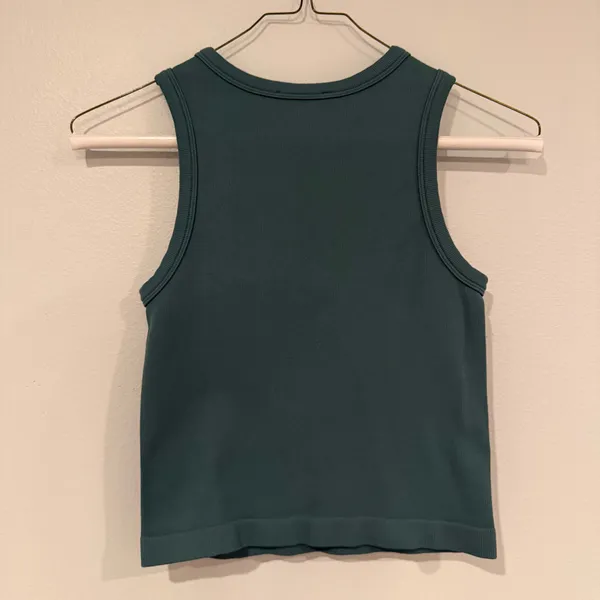 Teal Ribbed Crop Tank Top Green Size M - Image 4