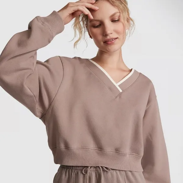 PINK Victoria's Secret Premium Fleece V-Neck Sweater - Image 3