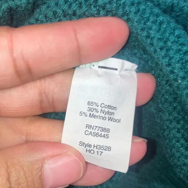 J. Crew Merino Wool Blend Textured Scoop Neck Knit Sweater Teal Medium #777 - Image 6