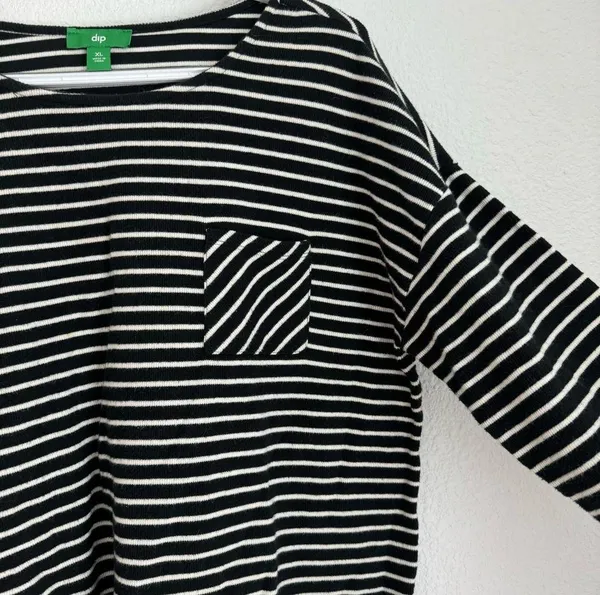 Dip black and white stripe long sleeve shirt with front pocket, size L / XL - Image 3
