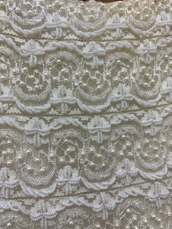 Vintage 1960s Regalia Imports Beaded Silk Lace Top Sleeveless Shell Cream S - Image 7