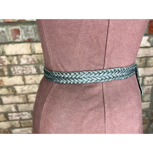 split leather belt black 1980s - Image 3