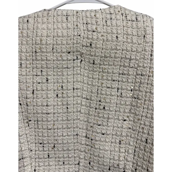 Commense Contrast Cuff Pearl Button Tweed Jacket Apricot Women's Size Small - Image 4