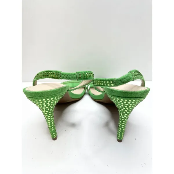 Marc Fisher Sandals Womens 7 Green Betila‎ Slingback Heels Rhinestone Accents - Image 6