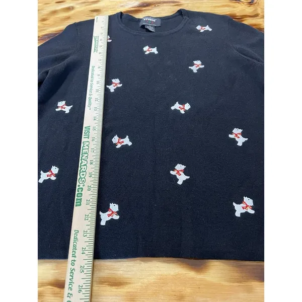 Designers Originals‎ Studio Joy Women Sweater Dog Christmas Size XL Holiday - Image 10