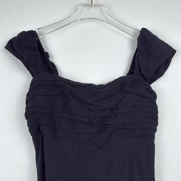 Abercrombie & Fitch Black Emerson Cap Sleeve Linen Mini Dress Size Medium - Image 3