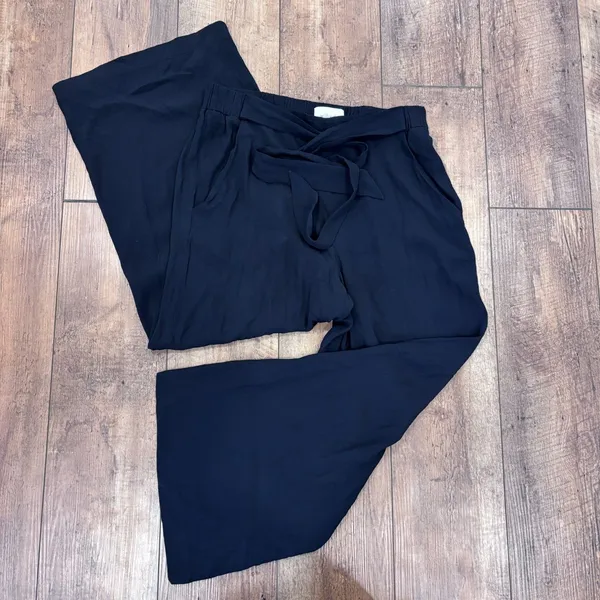 Aritzia Wilfred Sz Large The Faun Ankle Pant High-Waisted Wide-Leg Black Pants - Image 3