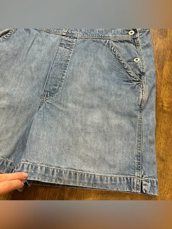 Vtg GAP Denim Shortalls Overalls Sz XL Relaxed Cotton Faded - Image 6