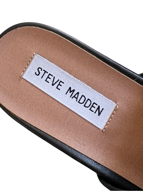 EUC Steve Madden Leather King Platform Sandals Black Size 8 - Image 3