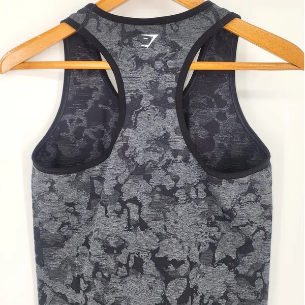 Gymshark Camo Racerback Tank Black/Grey Women’s Size Large - Image 9